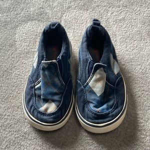Little Boys Baby Gap Canvas Slip On Shoes Blue Plaid Pattern Size 8